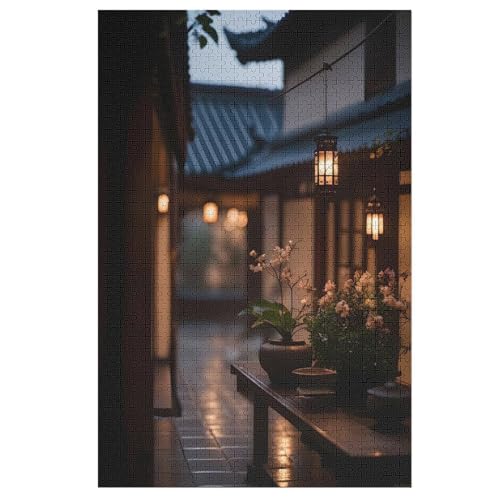 japanischer Stil 1000 Teile Puzzle Für Erwachsene, Herausforderung Puzzles - Familienpuzzle Verringerter Druck Schwieriges Puzzle Rahmen Holzpuzzle Für Erwachsene Kinder 12+ （78×53cm） von GGJJTT