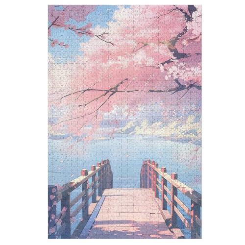 japanischer Stil Puzzle 1000 Teile, Holzpuzzle Herausforderndes Geschicklichkeitsspiel Für Kinder Erwachsenenpuzzle Ab 12 Jahren （78×53cm） von GGJJTT