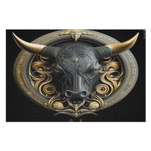 schwarzer Stier Puzzles 1000 Teile Erwachsener Kniffel Spaß Für Die Ganze Familie, Holzpuzzle Kinder Erwachsene, Impossible Puzzle Schwer 75×50cm schwarzer Stier Puzzles 1000 Teile Erwachsener Kniffel Spaß Für Die Ganze Familie, Holzpuzzle Kinder Erwachsene, Impossible Puzzle Schwer 75×50cm von GGJJTT