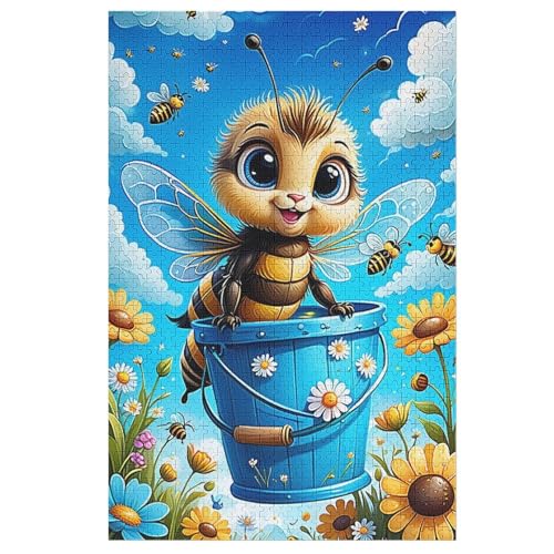 süße Biene Puzzles 1000 Teile Erwachsener Kniffel Spaß Für Die Ganze Familie, Holzpuzzle Kinder Erwachsene, Impossible Puzzle Schwer （78×53cm） von GGJJTT