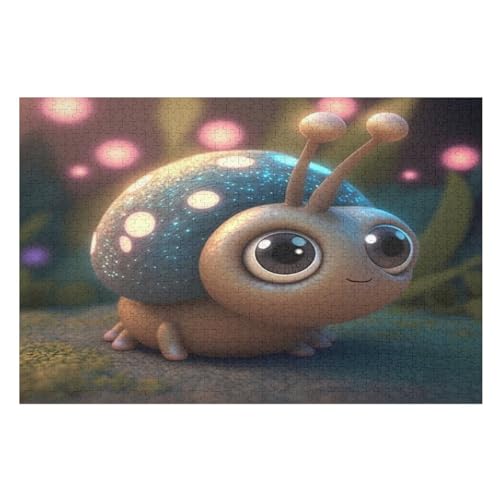 süße Schnecke 1000 Teile Puzzles Für Erwachsene Holzpuzzle Familienpuzzlespiel Stressabbau-Puzzle Für Erwachsene Kinder Ab 12 Jahren （75×50cm） von GGJJTT