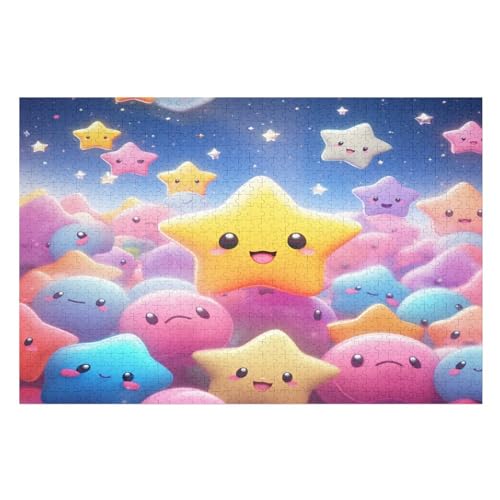 süße Sterne Puzzles 1000 Teile Erwachsener Kniffel Spaß Für Die Ganze Familie, Holzpuzzle Kinder Erwachsene, Impossible Puzzle Schwer 75×50cm von GGJJTT