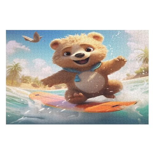 süßer Bär Puzzle 1000 Teile, Holzpuzzle Für Erwachsene Kinder, Impossible Puzzles, Geschicklichkeitsspiel Für Die Ganze Familie 75×50cm von GGJJTT