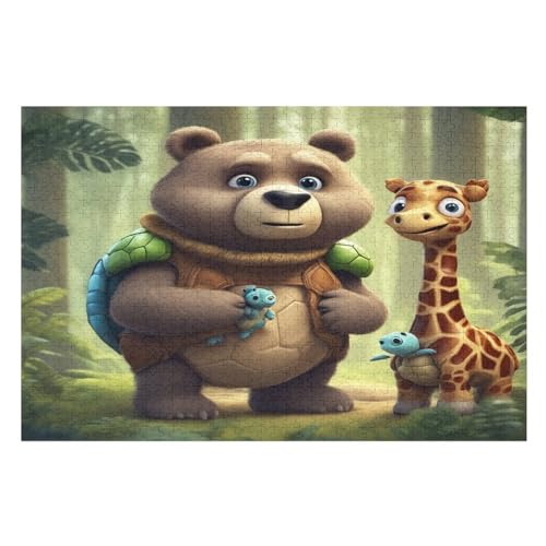süßer Bär Puzzles 1000 Teile Erwachsener Kniffel Spaß Für Die Ganze Familie, Holzpuzzle Kinder Erwachsene, Impossible Puzzle Schwer 75×50cm von GGJJTT