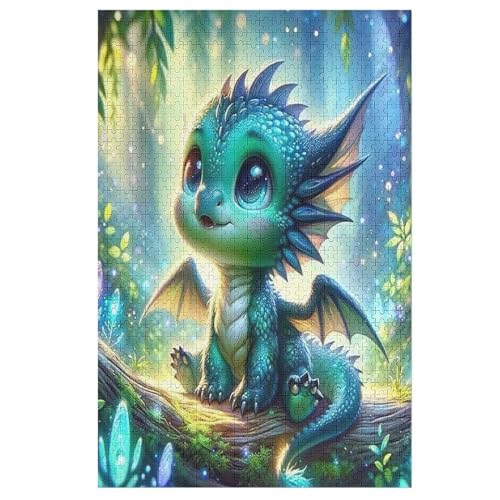 süßer Drache Puzzles 1000 Teile Erwachsener Kniffel Spaß Für Die Ganze Familie, Holzpuzzle Kinder Erwachsene, Impossible Puzzle Schwer （78×53cm） von GGJJTT
