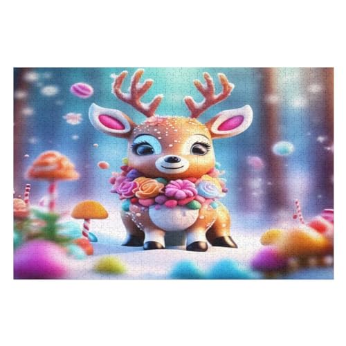 süßer Hirsch Puzzles 1000 Teile Erwachsener Kniffel Spaß Für Die Ganze Familie, Holzpuzzle Kinder Erwachsene, Impossible Puzzle Schwer 75×50cm von GGJJTT