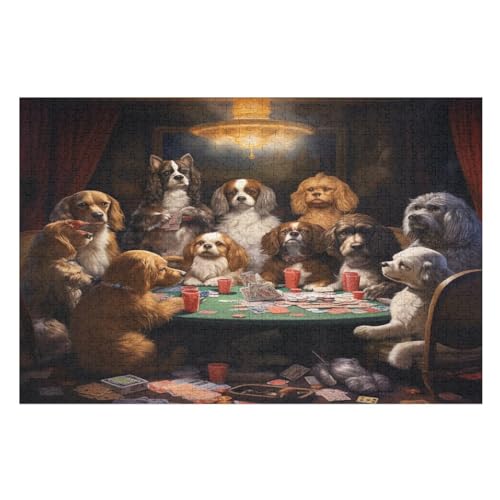 süßer Hund Holzpuzzle Erwachsene - 1000 Teiliges Jigsaw Knobelspiel - Puzzle Für Erwachsene & Kinder - Outdoor & Reisespielzeug 75×50cm von GGJJTT
