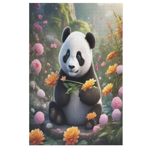süßer Panda Puzzle 1000 Teile, Holzpuzzle Herausforderndes Geschicklichkeitsspiel Für Kinder Erwachsenenpuzzle Ab 12 Jahren （78×53cm） von GGJJTT