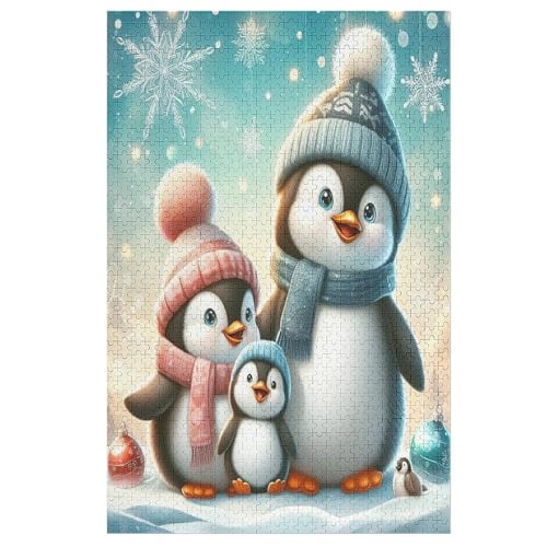 süßer Pinguin Puzzle 1000 Teile, Holzpuzzle Herausforderndes Geschicklichkeitsspiel Für Kinder Erwachsenenpuzzle Ab 12 Jahren （78×53cm） von GGJJTT