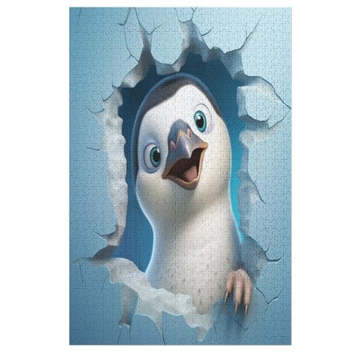 süßer Pinguin Puzzles 1000 Teile Erwachsener Kniffel Spaß Für Die Ganze Familie, Holzpuzzle Kinder Erwachsene, Impossible Puzzle Schwer （78×53cm） von GGJJTT