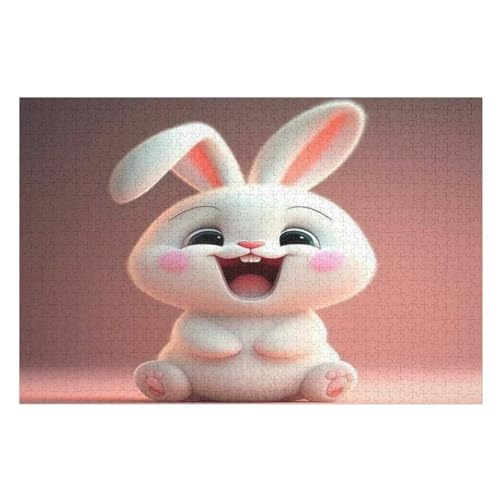 süßes Kaninchen Holzpuzzle Erwachsene - 1000 Teiliges Jigsaw Knobelspiel - Puzzle Für Erwachsene & Kinder - Outdoor & Reisespielzeug 75×50cm von GGJJTT