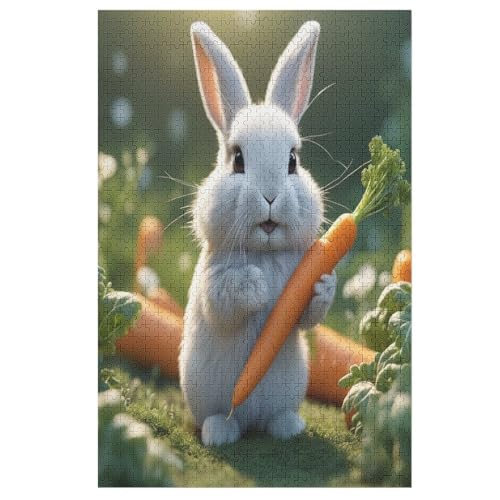süßes Kaninchen Puzzle 1000 Teile, Holzpuzzle Herausforderndes Geschicklichkeitsspiel Für Kinder Erwachsenenpuzzle Ab 12 Jahren （78×53cm） von GGJJTT