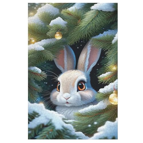süßes Kaninchen Puzzles 1000 Teile Erwachsener Kniffel Spaß Für Die Ganze Familie, Holzpuzzle Kinder Erwachsene, Impossible Puzzle Schwer （78×53cm） von GGJJTT