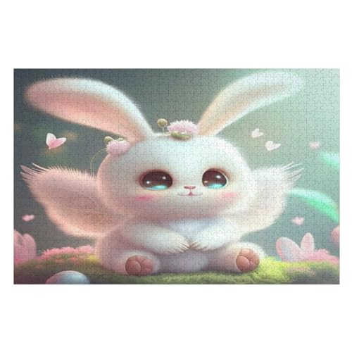 süßes Kaninchen Puzzles 1000 Teile Erwachsener Kniffel Spaß Für Die Ganze Familie, Holzpuzzle Kinder Erwachsene, Impossible Puzzle Schwer 75×50cm von GGJJTT