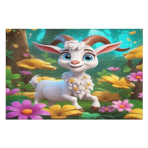 süßes Schaf Holzpuzzle 1000 Teile Klassische Puzzles Erwachsene Kinder Puzzle DIY Kit Holzspielzeug Einzigartiges Geschenk 75×50cm von GGJJTT