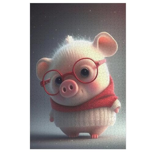 süßes Schwein,1000 Teile,Holzpuzzle,einzigartiges Puzzle,kreatives Puzzle,Geschenk Für Erwachsene,Familienspiel,Herausforderungsaktivität,（78×53cm） von GGJJTT