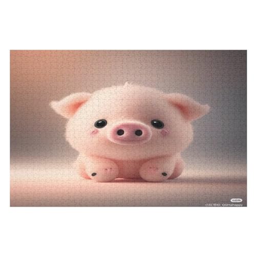 süßes Schwein Holzpuzzle Erwachsene - 1000 Teiliges Jigsaw Knobelspiel - Puzzle Für Erwachsene & Kinder - Outdoor & Reisespielzeug - Geduldspiel （75×50cm） von GGJJTT