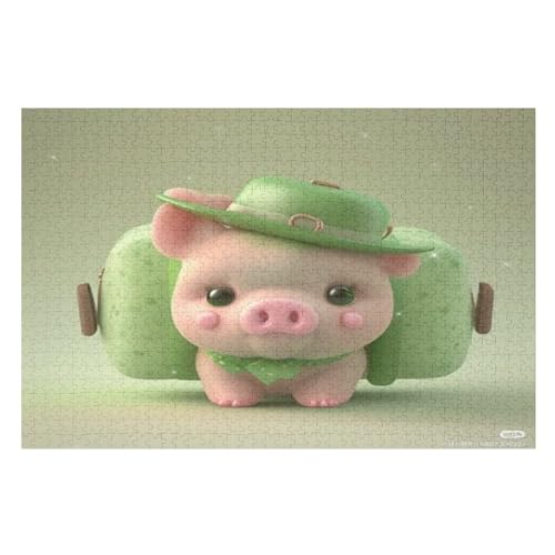 süßes Schwein Puzzle Für Erwachsene 1000 Teile Premium 100% Recyceltes Brett Zum Lernen, Lernspielzeug, Familienspiele Kinder Holzpuzzle （75×50cm） von GGJJTT