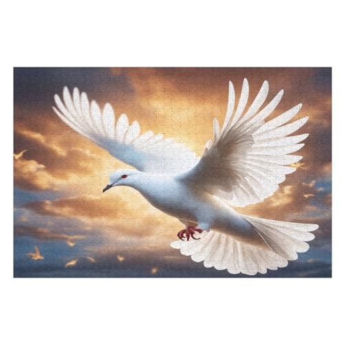 weiße Taube -Puzzle, 1000 Teile,Holzpuzzle Für Erwachsene Kinder, Lustiges Spielzeug, Denkspiel, Spielzeug, Bildungsspiel, Herausforderung, Pädagogisch, （75×50cm） von GGJJTT