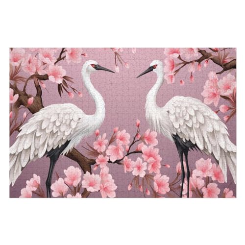 weißer Kranich Puzzles 1000 Teile Erwachsener Kniffel Spaß Für Die Ganze Familie, Holzpuzzle Kinder Erwachsene, Impossible Puzzle Schwer 75×50cm von GGJJTT