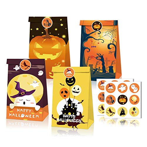 Halloween-Geschenktüten für Süßigkeiten – 12 Stück Kindertüten für Süßigkeiten oder Leckereien + 18 Stück Halloween-Aufkleber, von GGSELL