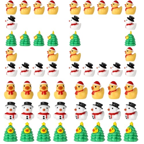GGSTDDUP 60 Stück Weihnachts-Enten aus Kunstharz, Mini-Enten aus Kunstharz, Weihnachtsmütze, Ente, Schneemann-Ente, Weihnachtsbaum-Ente, Weihnachtsstrumpffüller, Urlaubs-Ente, Weihnachts-Partygeschenk von GGSTDDUP
