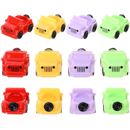 Mini-Jeeps aus Harz, kleine Jeep-Figuren, lustige Jeeps-Dekoration für Jeeps, kompatibel mit JEEP Ducking Tradition-Sammlerstücken, sozialen Aktivitäten, Streichgeschenken, 12 Stück (4 Farben) von GGSTDDUP