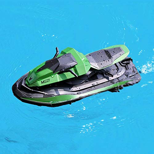 GGZONE RC-Boot, 2,4 GHz ferngesteuerte Rennboote für Pools und Seen, 10 km/h Mini-Schnellboot-Spielzeug für den Außenbereich, elektrisch, 4 Kanäle für Erwachsene & (Farbe: Grün) Beautiful Scenery von GGZONE