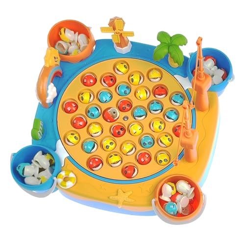 GGesii Angelspiel für Kinder ab 3 Jahre Fische, Fische Angeln Spielzeug ab 3 4 5 Jahre, Angeln Brettspiel Game Set, für Geschenke, Motorikspielzeug (Groß Blau) von GGesii