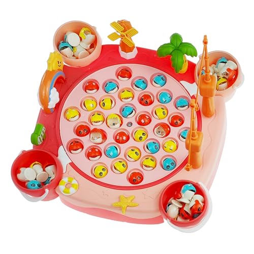 GGesii Angelspiel für Kinder ab 3 Jahre Fische, Fische Angeln Spielzeug ab 3 4 5 Jahre, Angeln Brettspiel Game Set, für Geschenke, Motorikspielzeug (Rosa) von GGesii