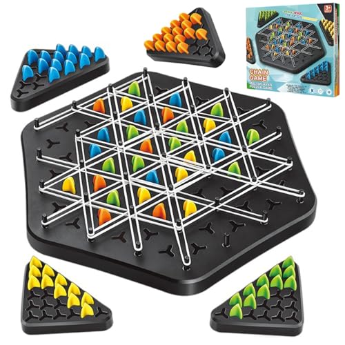 GGesii Triggle Spiel Gummibänder, Tabletop Taktikspiel, Ketten dreieck Schachspiel, für Familientreffen mit Kindern und Erwachsenen von GGesii