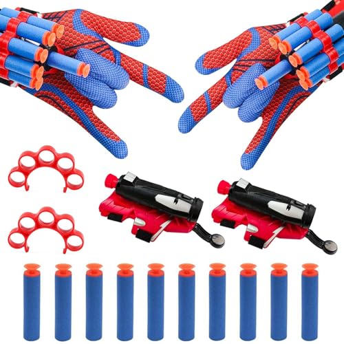 Spider Launcher Handschuhe, Super Spider Launcher, Kids Spider Hero Handschuhe, Spider Launcher Handschuhe, Spider Hero Handschuhe, für Kinder-Rollenspielhandschuhe (Bullet-Modell mit Saugnapf) von GGesii