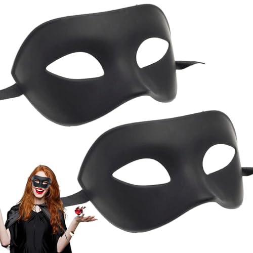 GGpone 2 PCs Maskerade -Maske Halbgesicht DIY leere Maske mit Bändern für Männer, Frauen Leichtes bequemes Halloween für Ball Proms Cosplay (Black) Maskerade von GGpone