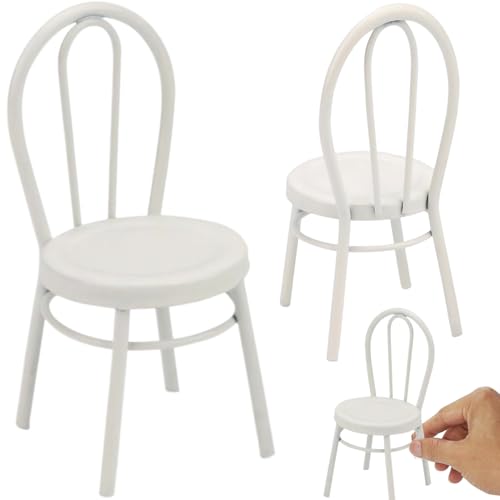 GGpone 2pcs Mini Stuhl, Metall Bistro Stuhl Dollhouse Möbel Realistisch 1 12 Skala Dollhouse Möbel DIY Mini -Backstreststühle für Esszubehör von GGpone