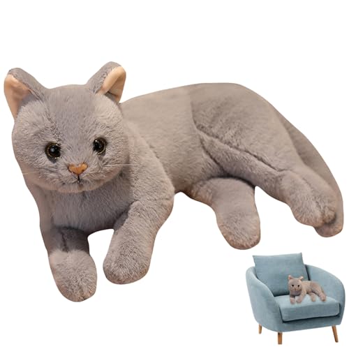 GGpone Cat Plüsch 12, 6 Zoll weiche realistische Katzenspielzeug süße 3D-Stofftiere hautfreundliche gemütliche Spielzeuge für Kinder Liebhaber Geburtstagsgeschenke grau Plüsch von GGpone