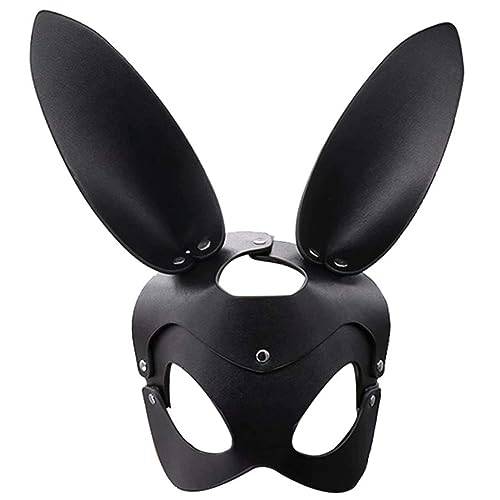 GGpone Hasenmaske, Ladies Leder Animal Halb Gesichtsmaske für Cosplay Halloween Kostümzubehör Bunny Halloween von GGpone