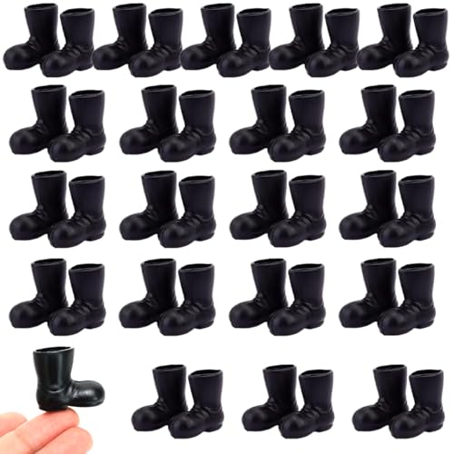 GGpone Mini -Schuhe 20 Paar 1:12 Skala Simulierte Mini Santa Boots Schwarze Puppenschuhe für Dollhouse Weihnachtsdekorationen, Kunsthandwerk, Mikrolandschaft von GGpone