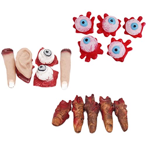 Halloween -Dekorationen Blutgröße Requisiten Set realistische gefälschte Finger Plastik Augäpfel Künstliche gebrochene Körperteile Horror Streich Accessoires für Spukhaus Vampire Themenpartys Dekor S von GGpone