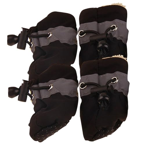 Hundeschuhe für Winter, wasserresistente Hundestiefel, 4ps Anti-Schlupf-Pfotenabdeckungen, warme Fleece-Stiefel mit Anpassungsband Anti-Dirty-Welpenschuhe für Kaltpflaster Größe 5 von GGpone