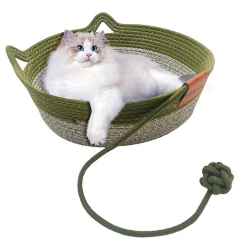 Katzenkorb mit Spielzeugschwanz, handgewebt von GGpone