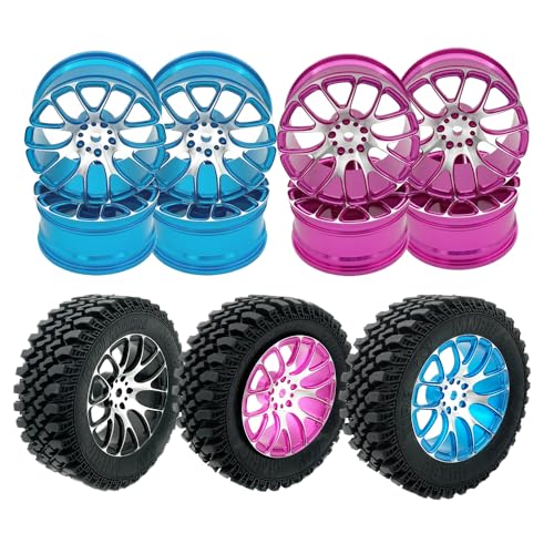 GHJtRs 52x26mm Aluminiumradfelgen Kompatibel mit 1 10 -Skala -RC -Drift auf Straßenautos, die mit TT02 Mn86K -Chassis kompatibel sind(PINK) von GHJtRs