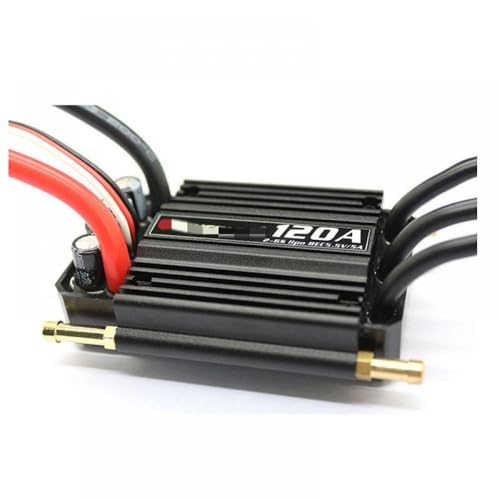 GHJtRs Bürstenloser ESC-kompatibel mit RC-Booten, wasserdicht, 50 A, 70 A, 90 A, 120 A, 150 A, kompatibel mit 2–6S BEC-System und Programmkarte (120 A (2–6 S)) von GHJtRs