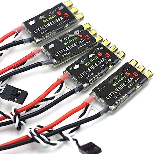 GHJtRs RC Hubschrauber-Zubehör, kompatibel mit FVT LITTLEBEE BLHeli-s Spring 20A 30A ESC 2-6S unterstützt Multishot Opto Oneshot42 OneShot125 austauschbares Zubehör 1 2 4 8 Stück (4 Stück) von GHJtRs