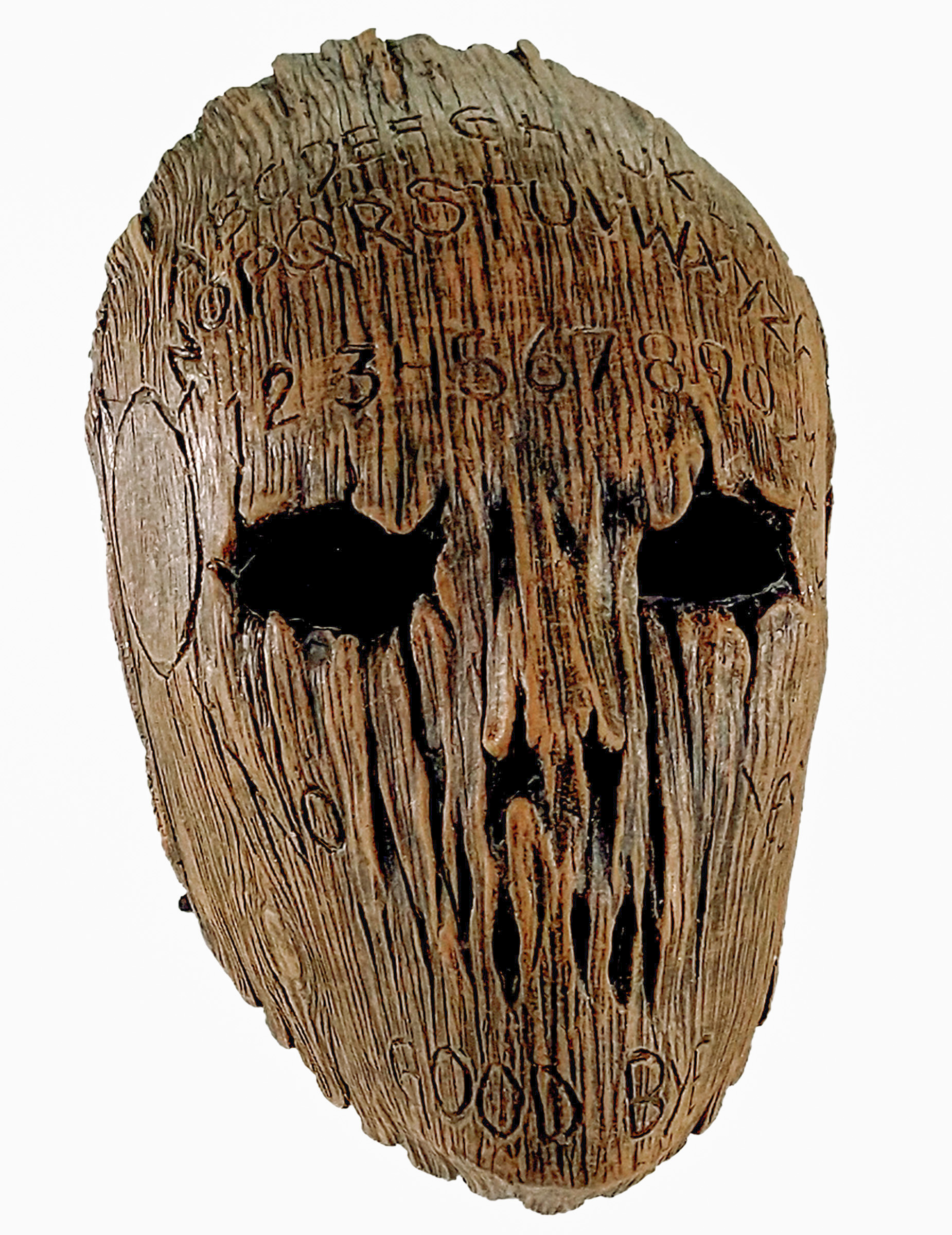 Ouija-Maske im Holzstil Halloween-Maske braun von KARNEVAL-MEGASTORE