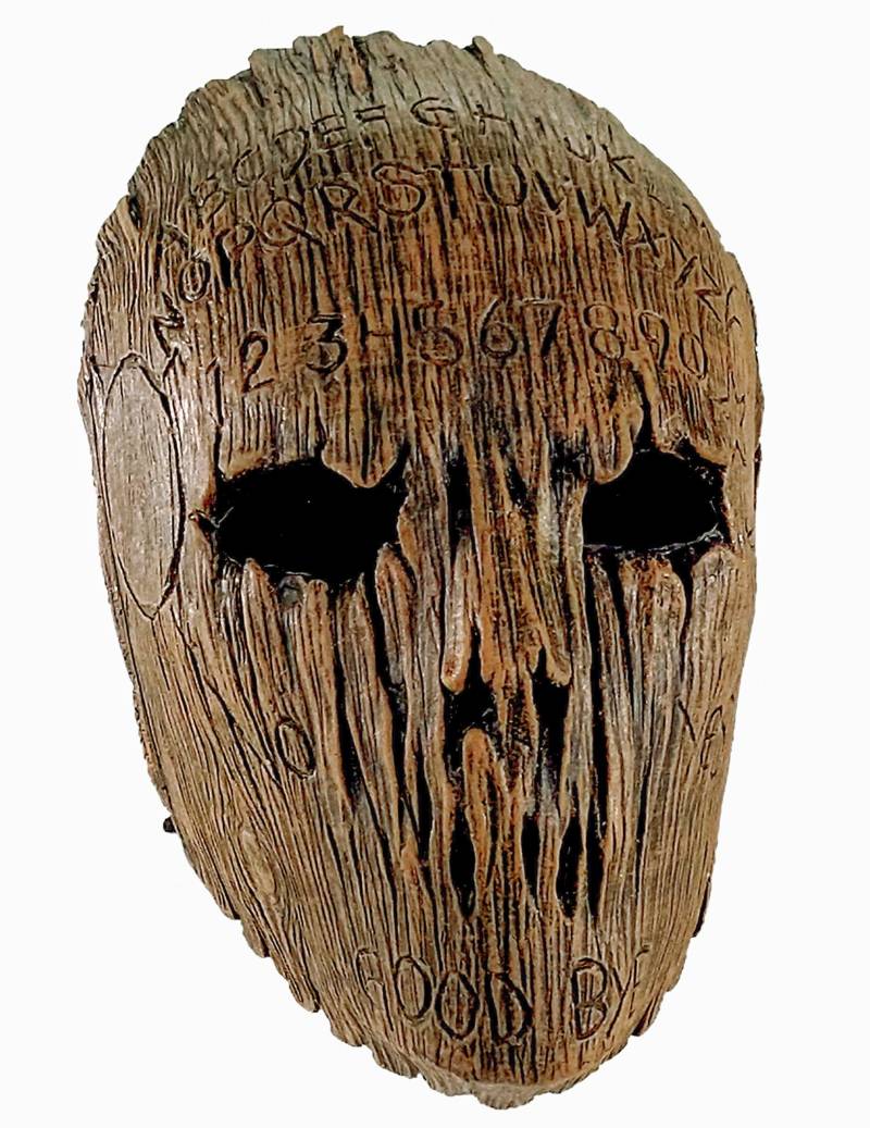 Ouija-Maske im Holzstil Halloween-Maske braun von KARNEVAL-MEGASTORE