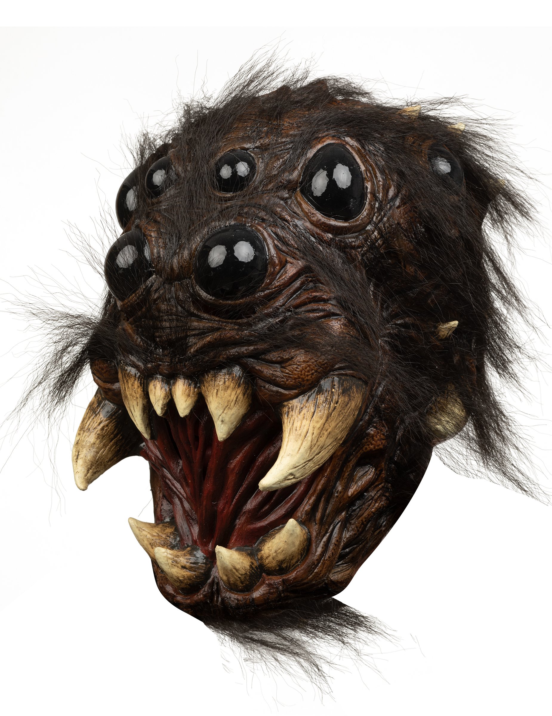 Spinnenkopf-Maske Halloween-Maske schwarz-beige von KARNEVAL-MEGASTORE