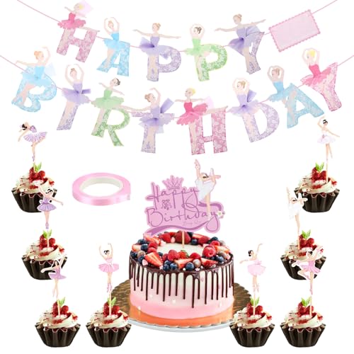 18 Stück Ballerina Cupcake Toppers, Feen-Banner-Dekorationen mit Farbband, Ballett Mädchen Tortendeko, Ballett Cupcake Dekoration Picks für Ballerina Thema Geburtstags, Babypartys, Hochzeiten 18 Stück Ballerina Cupcake Toppers, Feen-Banner-Dekorationen mit Farbband, Ballett Mädchen Tortendeko, Ballett Cupcake Dekoration Picks für Ballerina Thema Geburtstags, Babypartys, Hochzeiten von GHVACZS