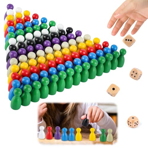 GHVACZS 80 Stück Spielfiguren für Brettspiele und 4 Stück Würfel aus Holz, 25 x 12mm Spielfiguren Holz, Halmakegel, Bunte Spielfiguren für Flugschach, Dame, Brettspiele GHVACZS 80 Stück Spielfiguren für Brettspiele und 4 Stück Würfel aus Holz, 25 x 12mm Spielfiguren Holz, Halmakegel, Bunte Spielfiguren für Flugschach, Dame, Brettspiele von GHVACZS