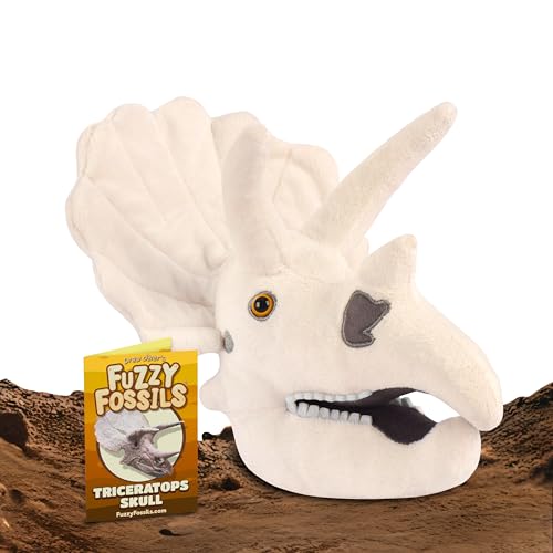 Fuzzy Fossils Triceratops Skull Plush - Erfahren Sie mehr über Dinosaurier und prähistorisches Leben mit realistischem Plüsch, lustiges pädagogisches Geschenk für Dinosaurier-Fans, Geschichtsfreunde, von GIANTmicrobes