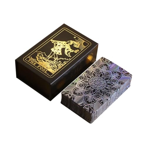 GIBZ Glitzer Tarotkarten Deck Rider Waite für Anfänger 78 Kartens Vintage Tarot Cards Set mit Box von GIBZ